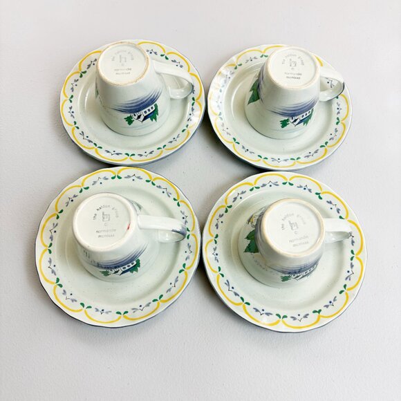 THE HALDON GROUP Normandie Cup & Saucer Set Of 4 VTG 1980 Walking Cottage Scene - Picture 13 of 16